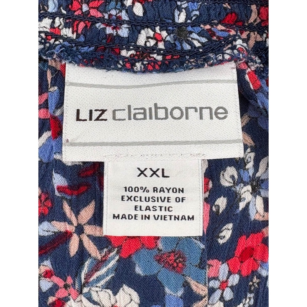 Liz Claiborne Off The Shoulder Top Blue Floral 100% Rayon XXL - Picture 6 of 7